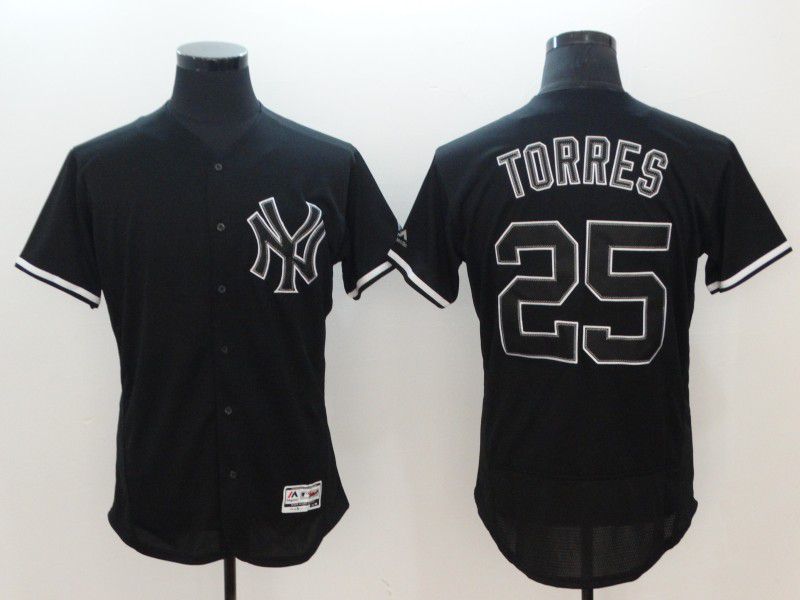 Men New York Yankees 25 Torres Black Elite MLB Jerseys